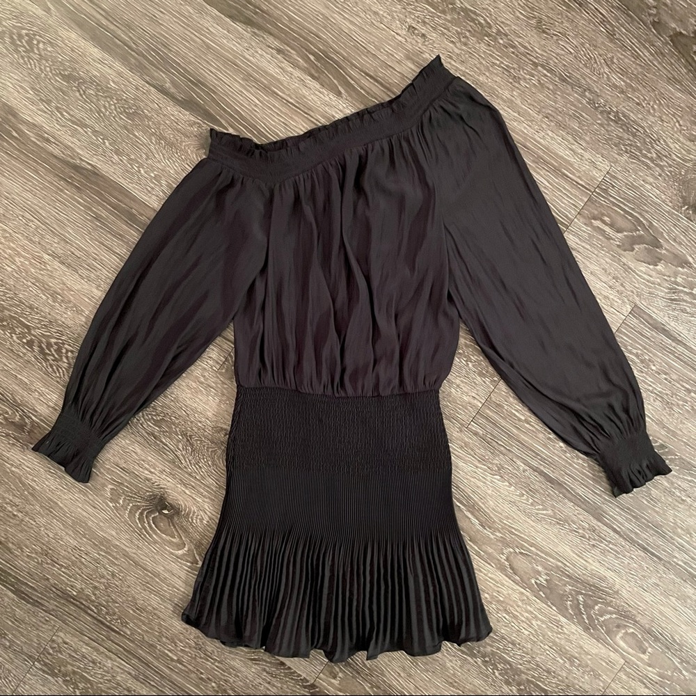 Ramy Brook SHINY LILLIE OFF-THE-SHOULDER MINI DRESS